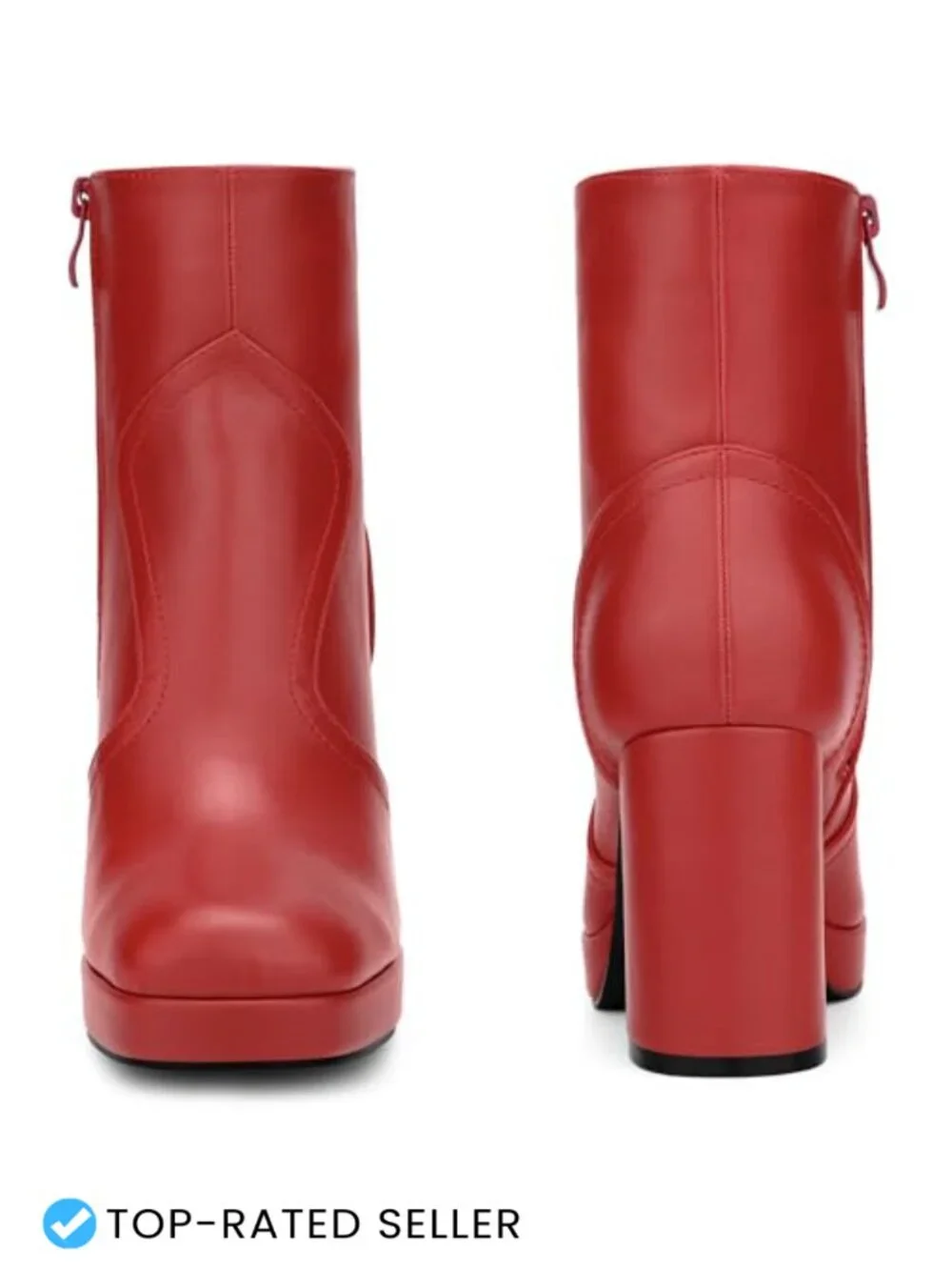 Faux Leather Squared Toe Platform Chunky Heels Ankle Boots Block Heel
